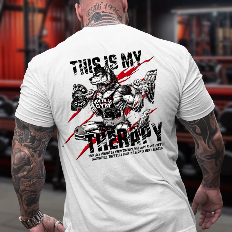 Gym 100% Cotton This Is My Therapy Print T-shirt - image 4