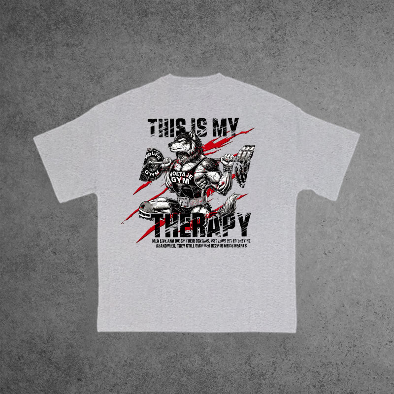 Gym 100% Cotton This Is My Therapy Print T-shirt - Grey - US16-18(2XL) - image 3