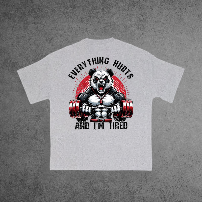 Gym 100% Cotton Everything Hurts And I'm Tired Print T-shirt - Grey - US16-18(2XL) - image 1