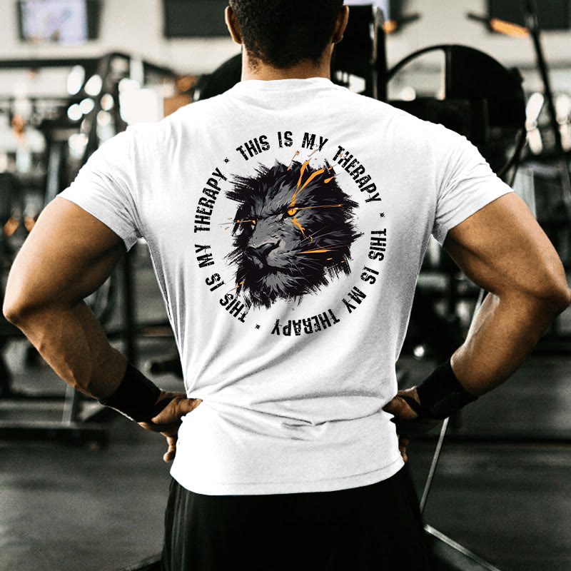 Gym 100% Cotton This Is My Therapy Print T-shirt - White - US16-18(2XL) - image 1