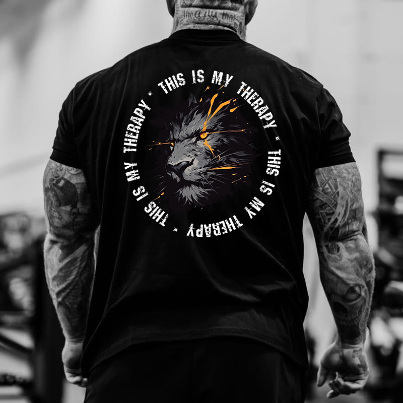 Gym 100% Cotton This Is My Therapy Print T-shirt - Black - US16-18(2XL) - image 4