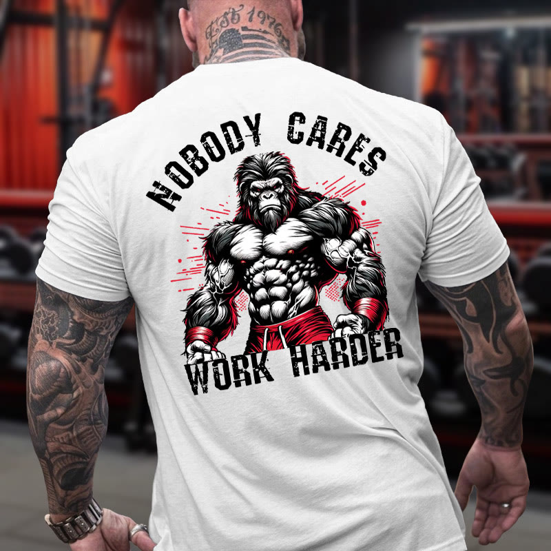 Gym 100% Cotton Nobody Cares Work Harder Print T-shirt - image 1