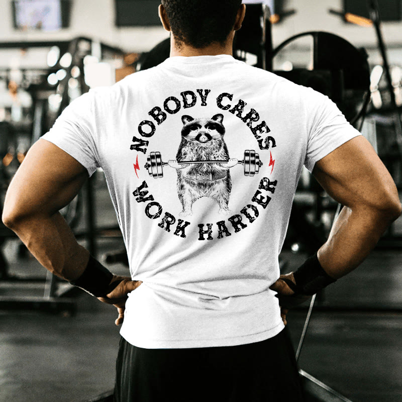 Gym 100% Cotton Nobody Cares Work Harder Print T-shirt - image 2