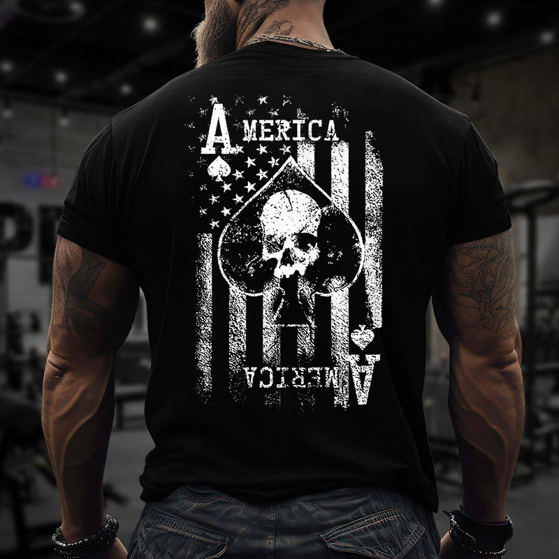 Gym 100% Cotton America: Ace Of Spades Print T-shirt - image 2