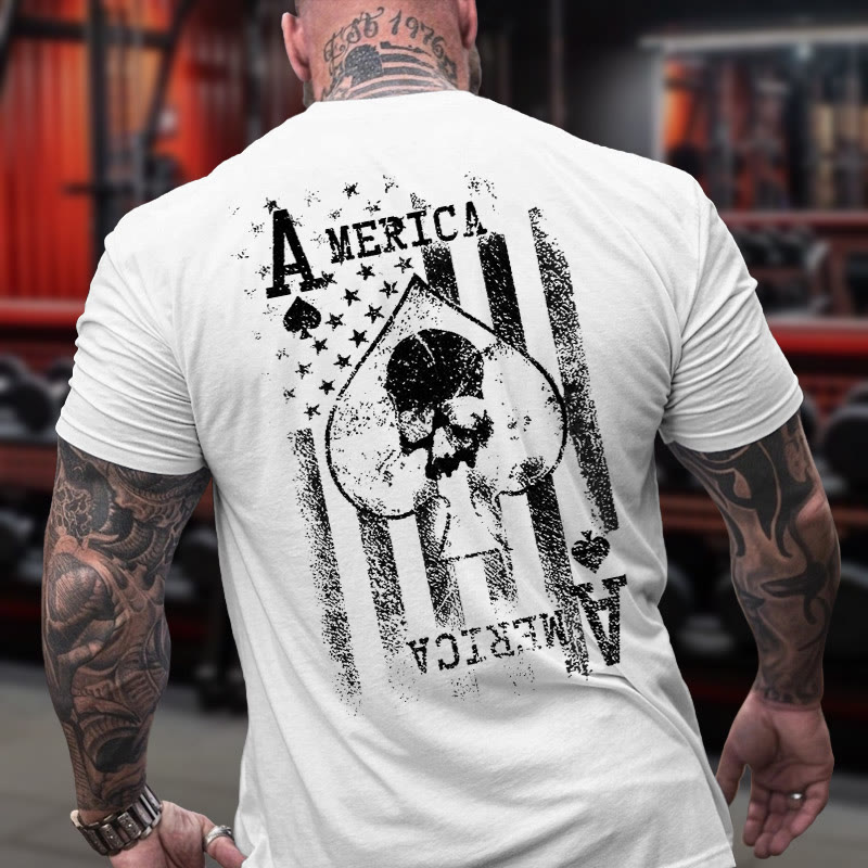 Gym 100% Cotton America: Ace Of Spades Print T-shirt - image 1