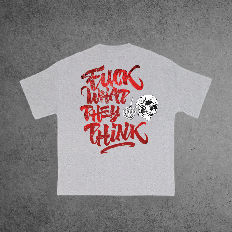 Gym 100% Cotton Fuck What They Think Print T-shirt - Grey - US16-18(2XL) - image 2