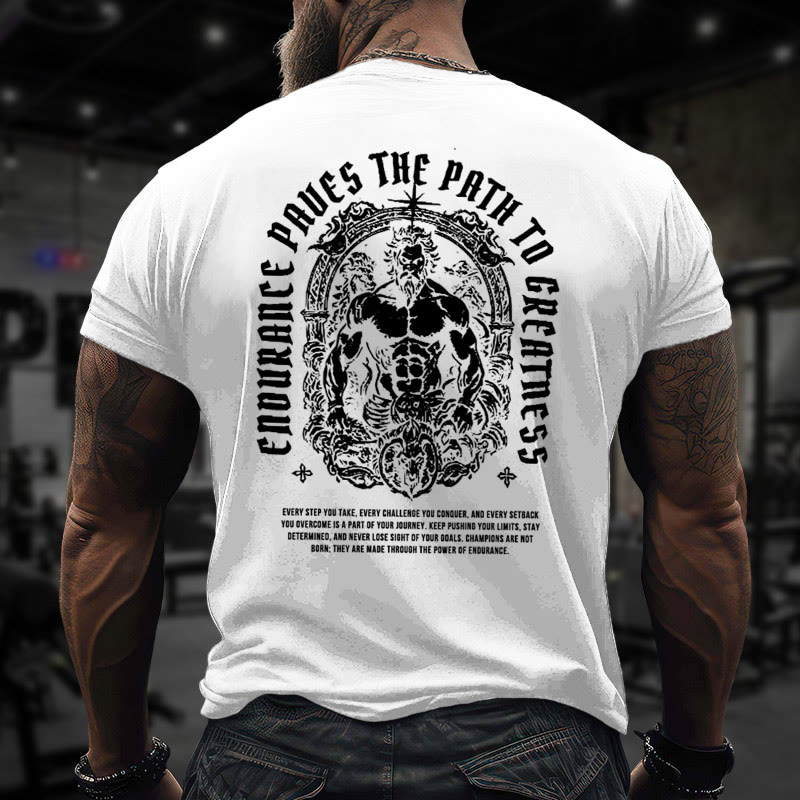 Gym 100% Cotton Cnourancc Paucs The Path To Grcatness Print T-shirt - image 4