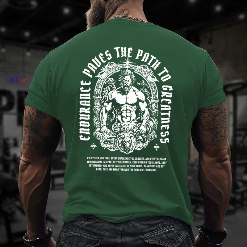 Gym 100% Cotton Cnourancc Paucs The Path To Grcatness Print T-shirt - Green - US16-18(2XL) - image 8
