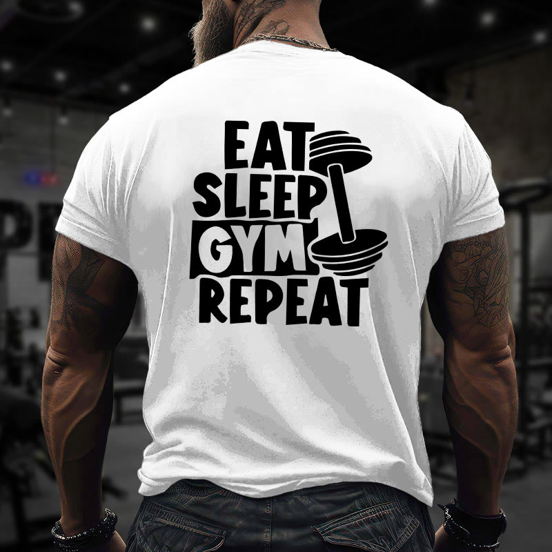 Gym 100% Cotton EAT SLEEP GYM REPEAT Print T-shirt - image 4