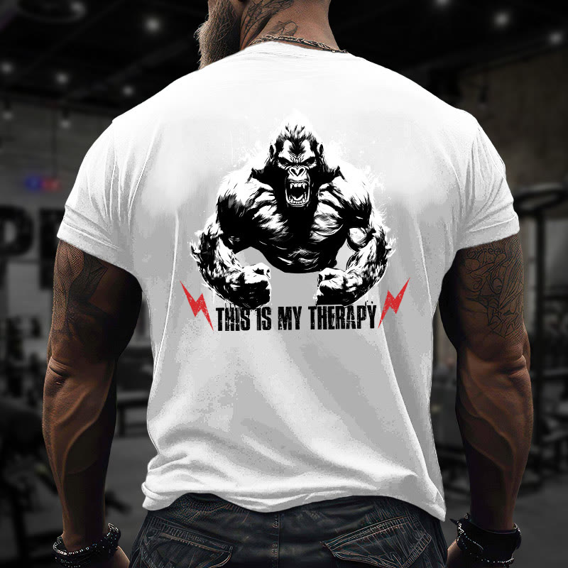 Gym 100% Cotton THIS IS MY THERAPY Print T-shirt - White - US16-18(2XL) - image 4