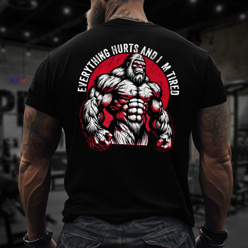 Gym 100% Cotton Everything Hurts And I'm Tired Print T-shirt - image 2