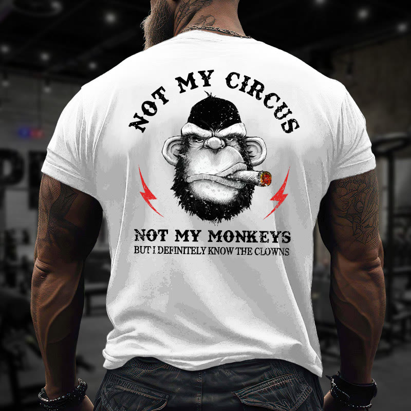 Gym 100% Cotton Not My Circus Not My Monkeys Print T-shirt - image 5
