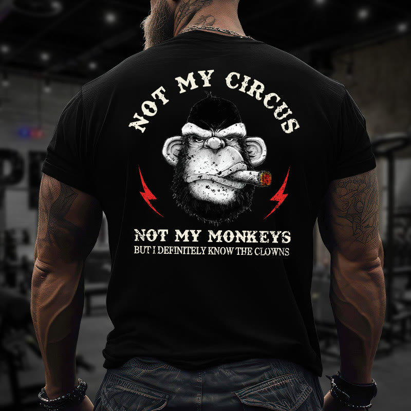 Gym 100% Cotton Not My Circus Not My Monkeys Print T-shirt - image 3
