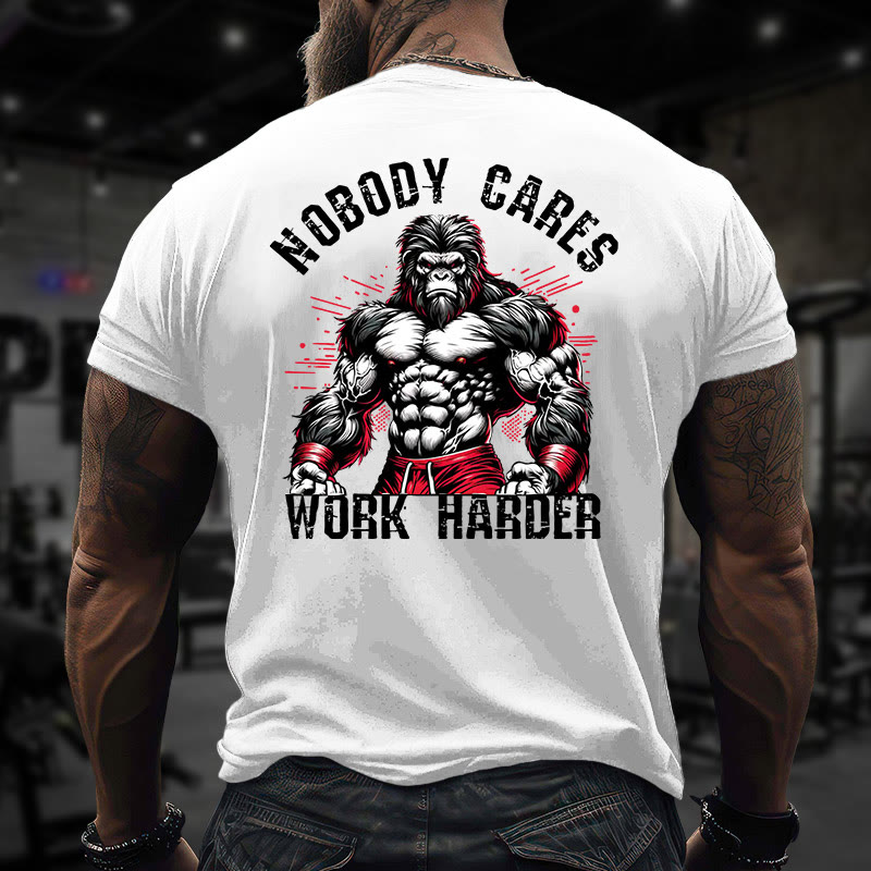 Gym 100% Cotton Nobody Cares Work Harder Print T-shirt - image 2