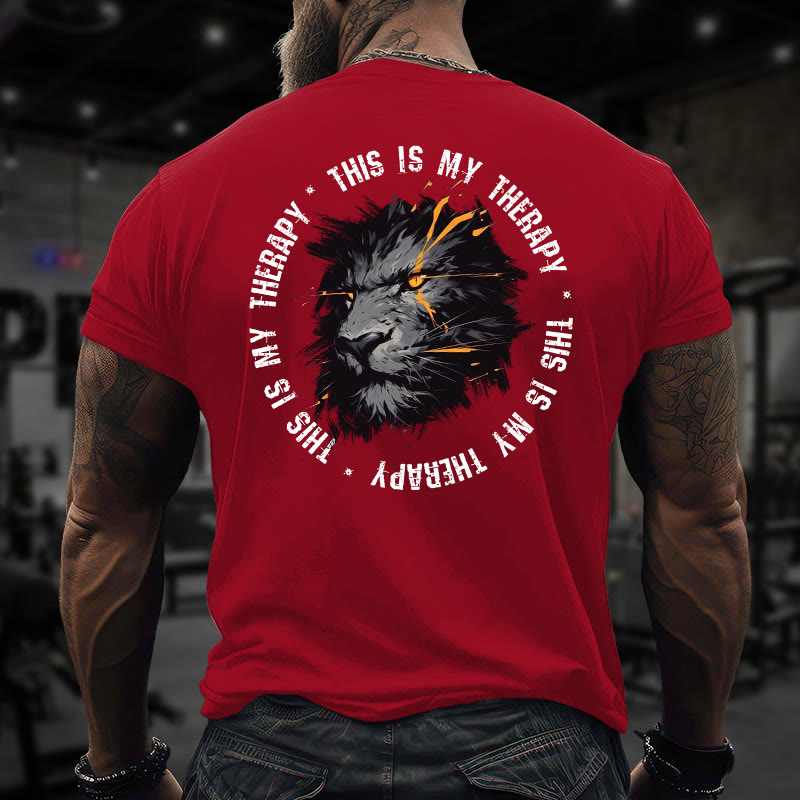 Gym 100% Cotton This Is My Therapy Print T-shirt - Red - US16-18(2XL) - image 9