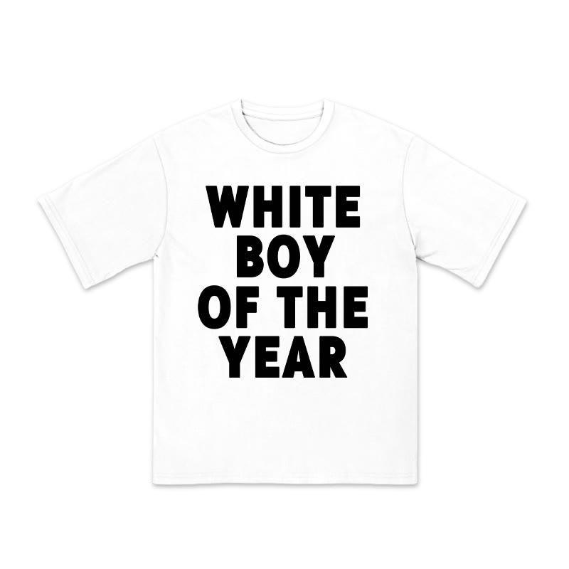 Unisex 100% Cotton White Boy Of The Year Print T-shirt