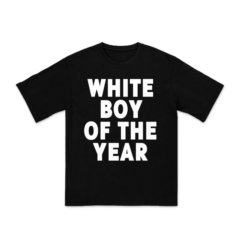 Unisex 100% Cotton White Boy Of The Year Print T-shirt