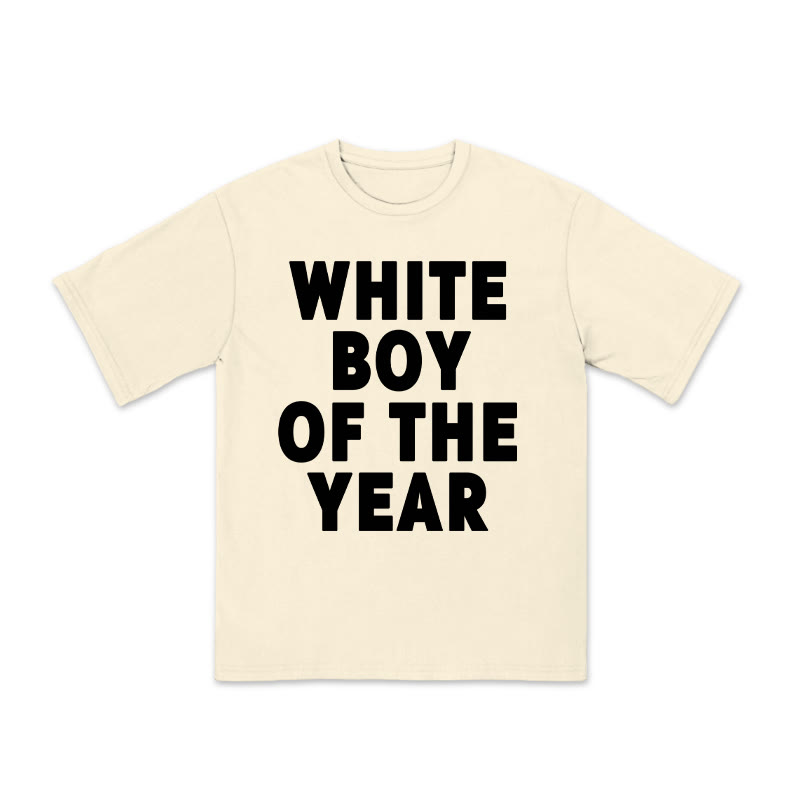 Unisex 100% Cotton White Boy Of The Year Print T-shirt