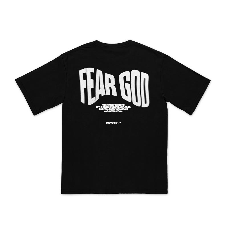 Unisex 100% Cotton Fear God Print T-shirt - Black - US16-18(2XL) - image 1