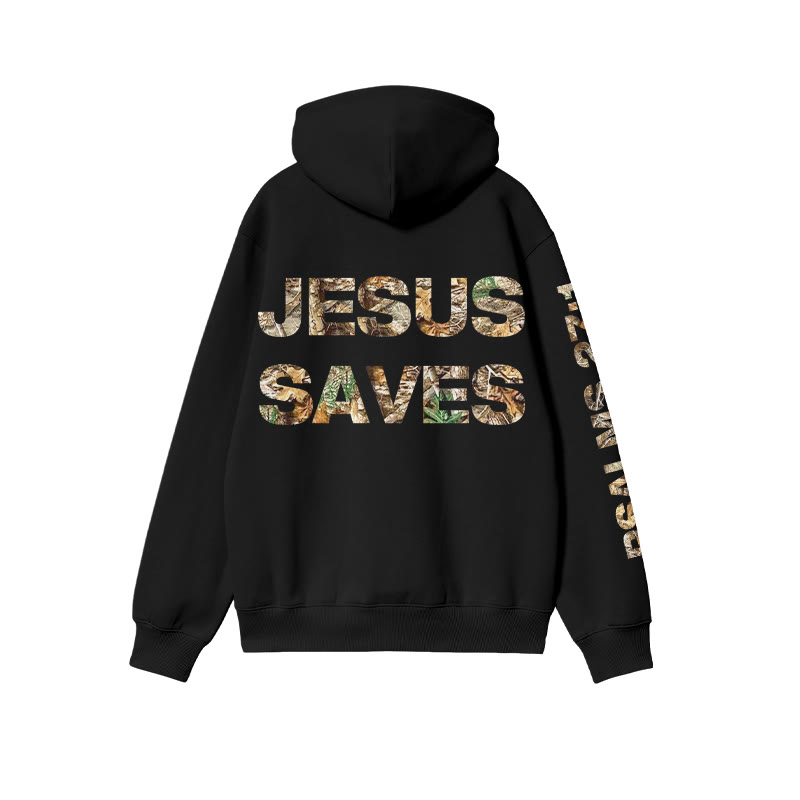 Unisex 100% Cotton Jesus Saves Dead Leaves Camouflage Print Hoodie