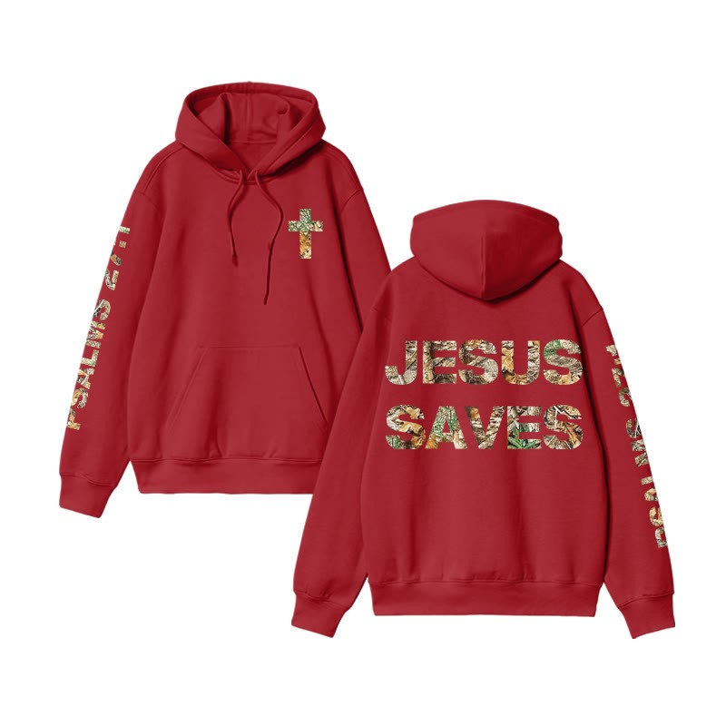 Unisex 100% Cotton Jesus Saves Dead Leaves Camouflage Print Hoodie