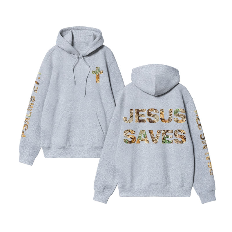 Unisex 100% Cotton Jesus Saves Dead Leaves Camouflage Print Hoodie