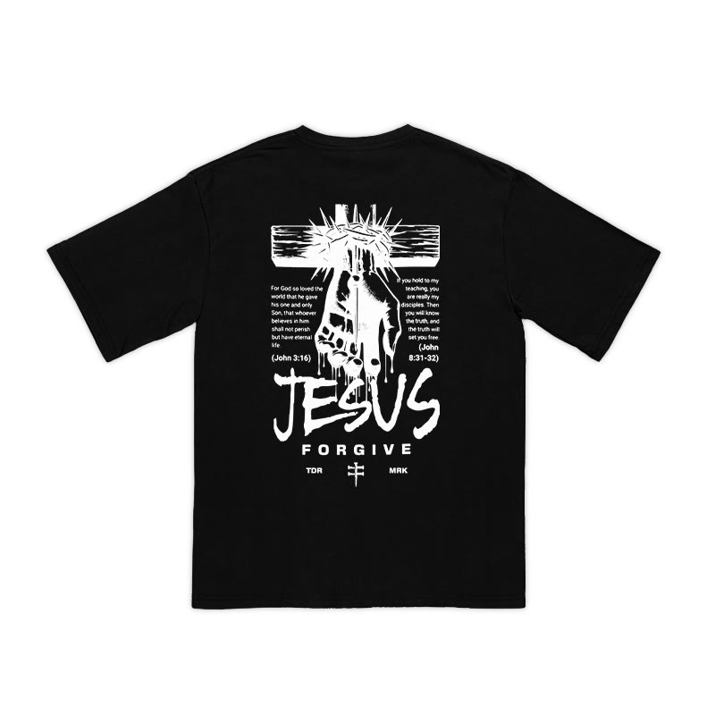 Unisex 100% Cotton Jesus Forgive Print T-shirt