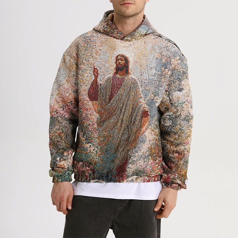 Unisex Jesus And Virgin Mary Oil Painting Print Long Sleeve Hoodie
