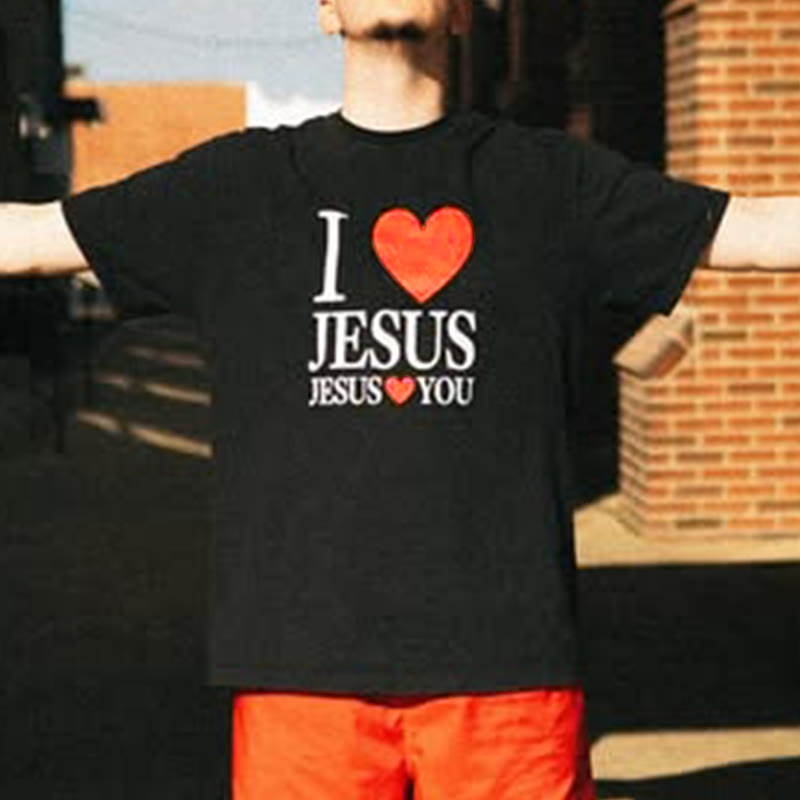 Unisex 100% Cotton I Love Jesus Jesus Loves You Print T-shirt