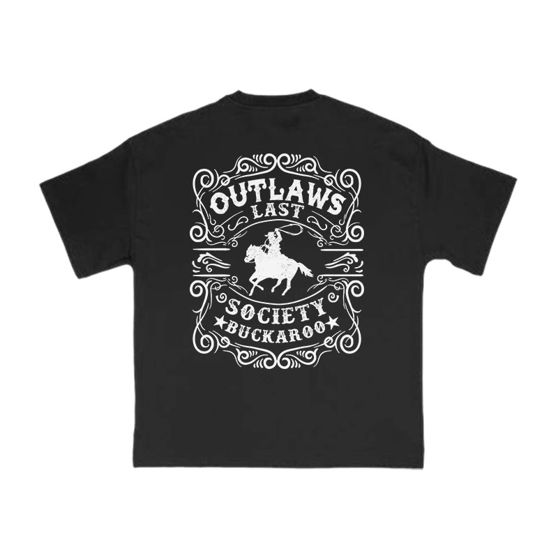 Unisex 100% Cotton Out Laws Western Style Print T-shirt