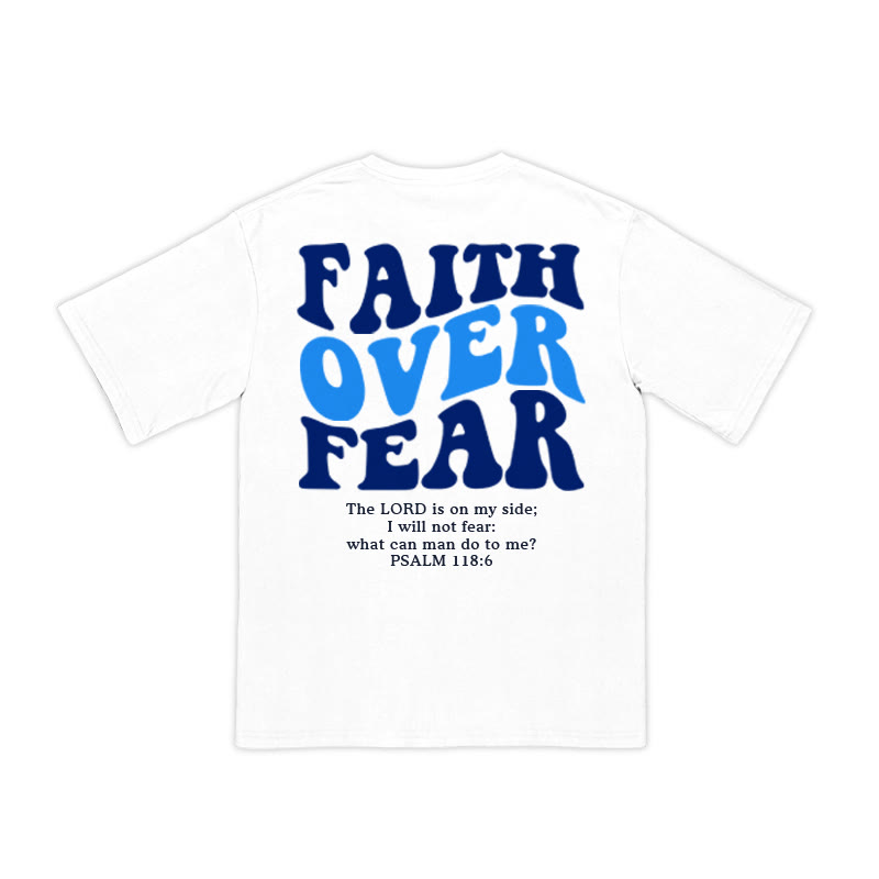 Unisex 100% Cotton Contrast Faith Over Fear Print T-shirt - image 1