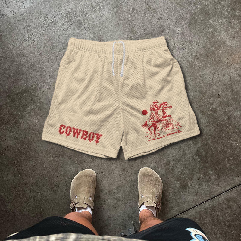 Cowboy Print Causal Mesh Shorts