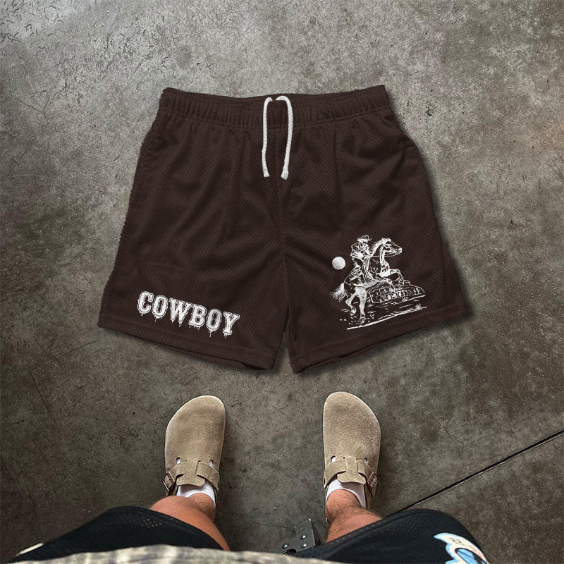 Cowboy Print Causal Mesh Shorts