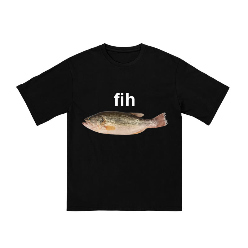 Unisex 100% Cotton Fih Print T-shirt