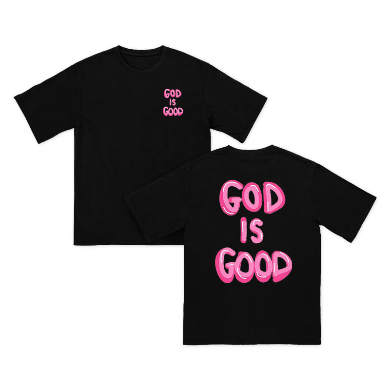 Unisex 100% Cotton God Is Good Print T-shirt - Black - US16-18(2XL) - image 2