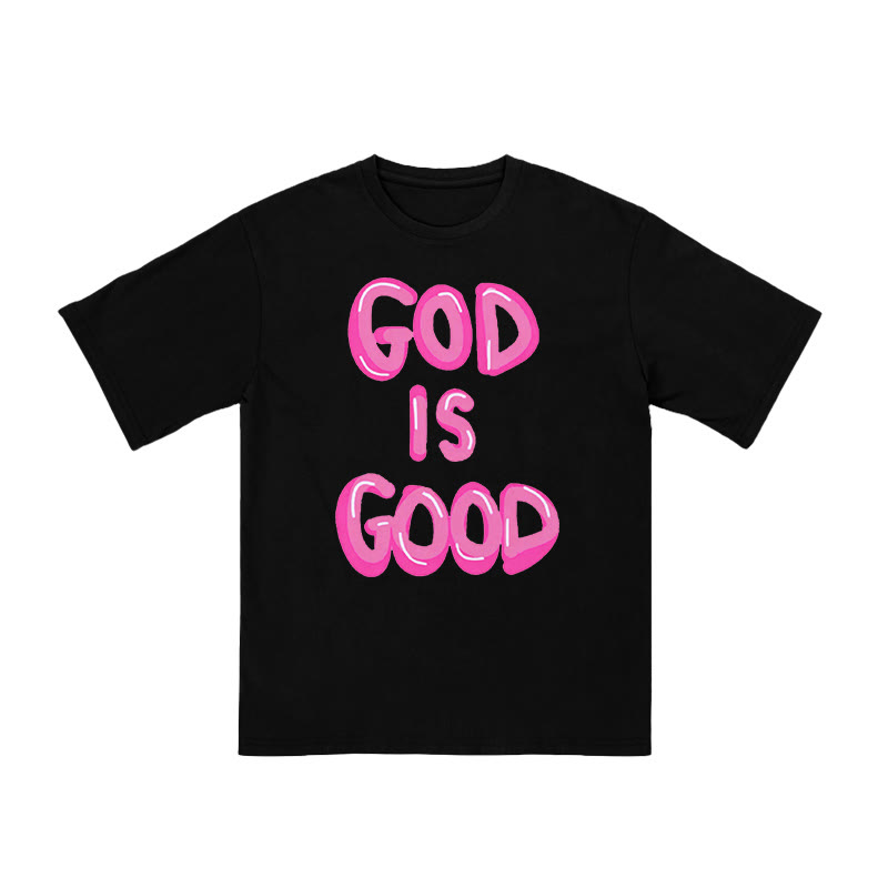 Unisex 100% Cotton God Is Good Print T-shirt - Black - US16-18(2XL) - image 1