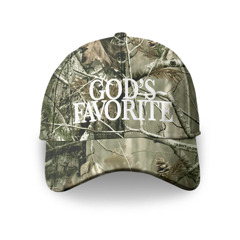 Unisex God's Favorite Dead Leaves Camouflage Printed Cap - Green - one size - image 1