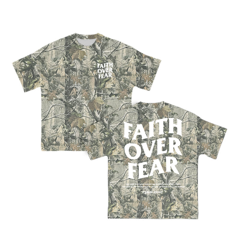 Unisex Faith Over Fear Dead Leaves Camo Print T-shirt