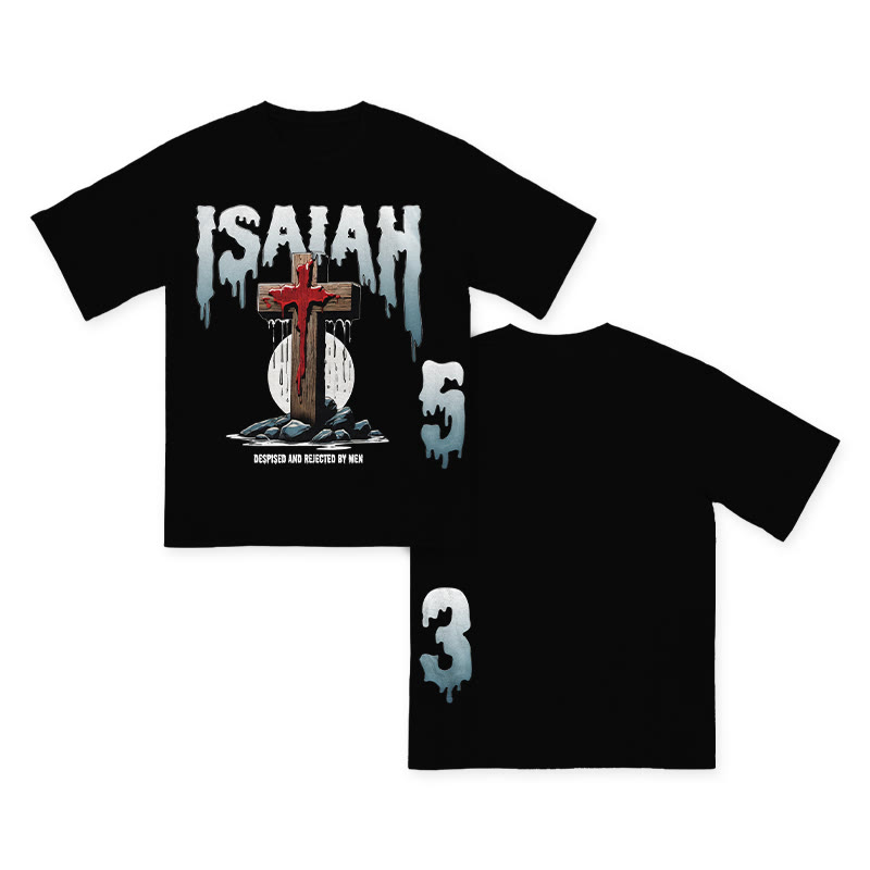 Unisex 100% Cotton Creative Isaiah Print T-shirt - Black - US16-18(2XL) - image 2
