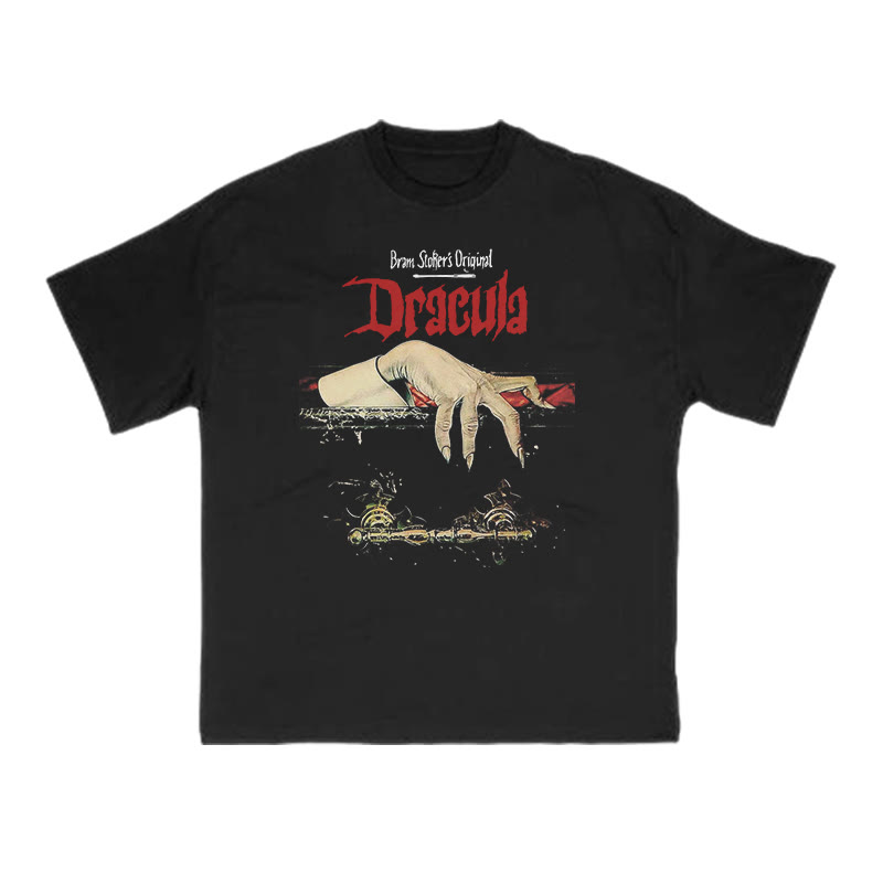 Unisex 100% Cotton Dracula Hand Print T-shirt - Black - US16-18(2XL) - image 1