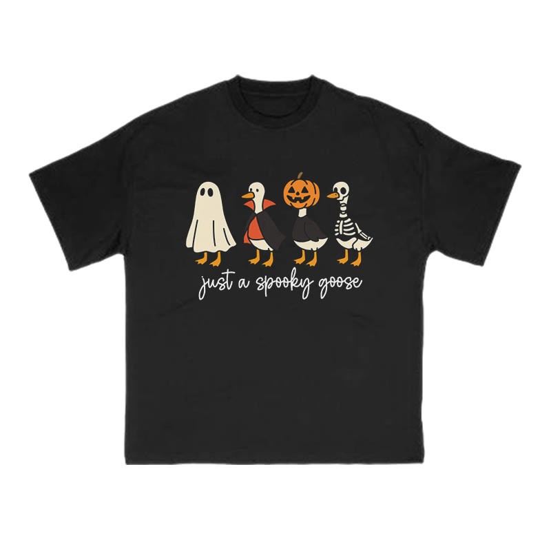 Unisex 100% Cotton Just A Spooky Goose Print T-shirt - Black - US16-18(2XL) - image 2
