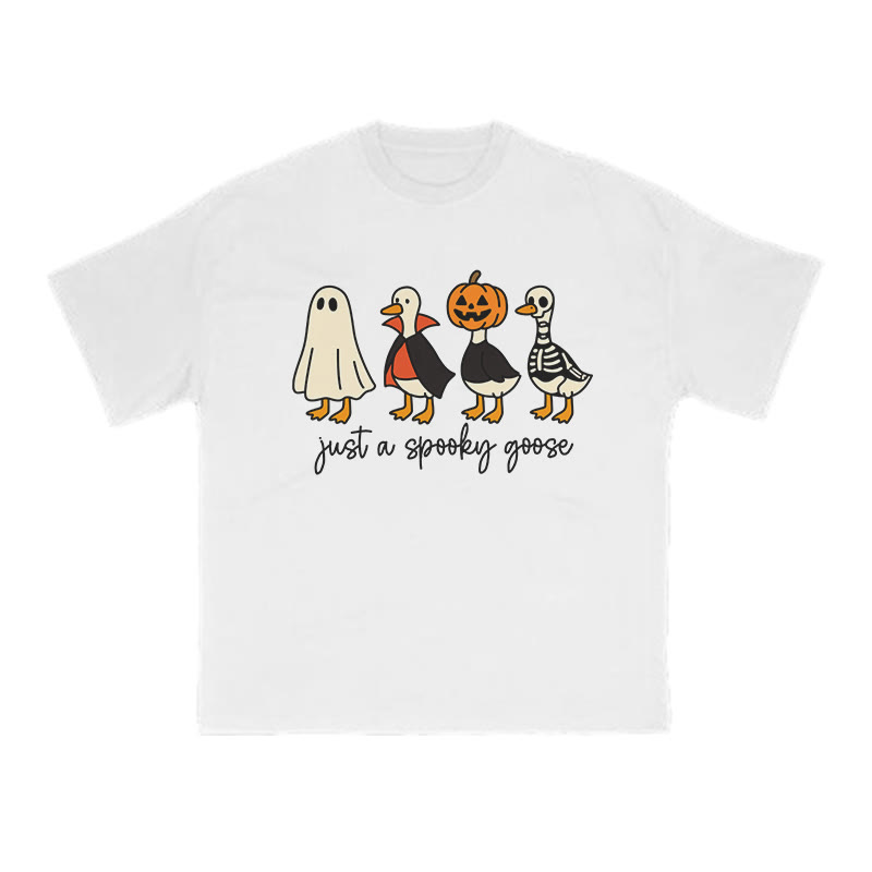 Unisex 100% Cotton Just A Spooky Goose Print T-shirt - White - US16-18(2XL) - image 1