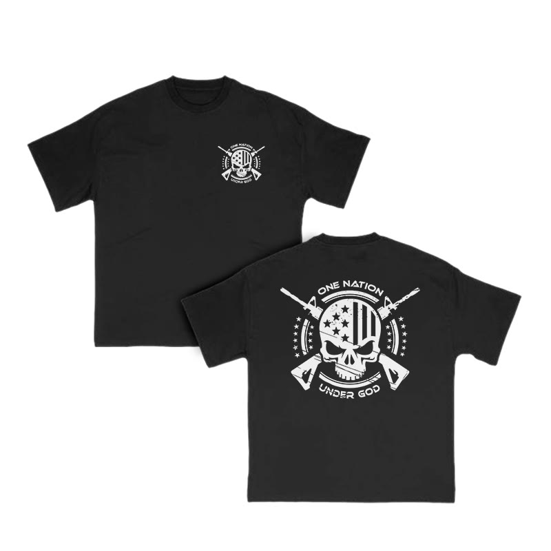 Unisex 100% Cotton One Nation Under God Print T-shirt - Black - US16-18(2XL) - image 2