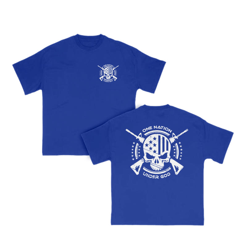 Unisex 100% Cotton One Nation Under God Print T-shirt - Blue - US16-18(2XL) - image 9