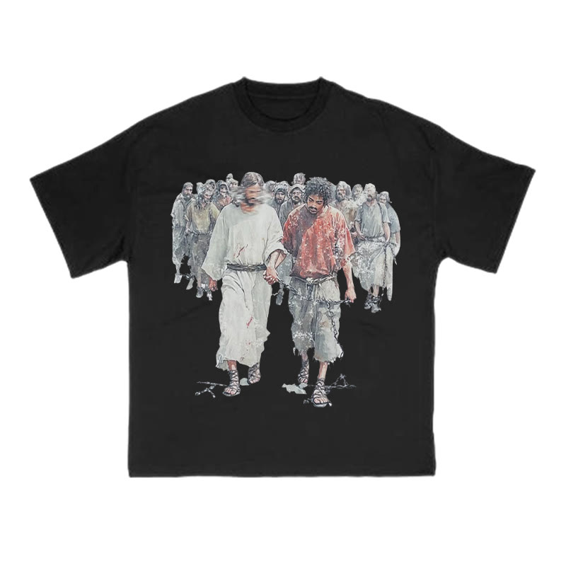 Unisex 100% Cotton Bear The Yoke Together, Suffer Together Print T-shirt - Black - US16-18(2XL) - image 1