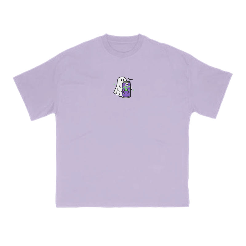 Unisex 100% Cotton Cute Ghost Print T-shirt - Purple - US16-18(2XL) - image 1