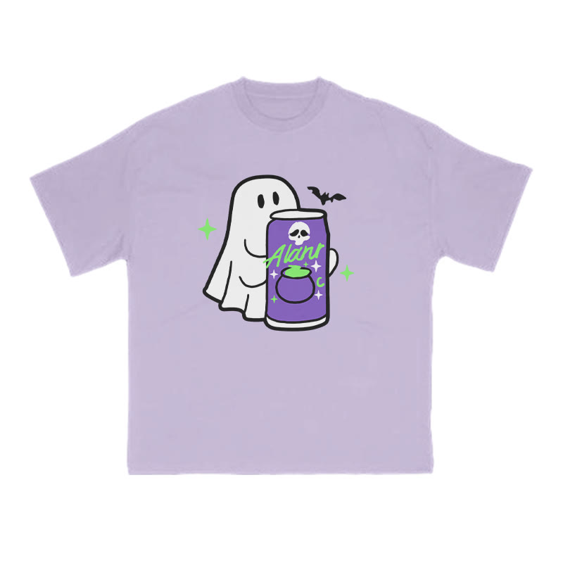 Unisex 100% Cotton Cute Ghost Print T-shirt - Purple - US16-18(2XL) - image 1