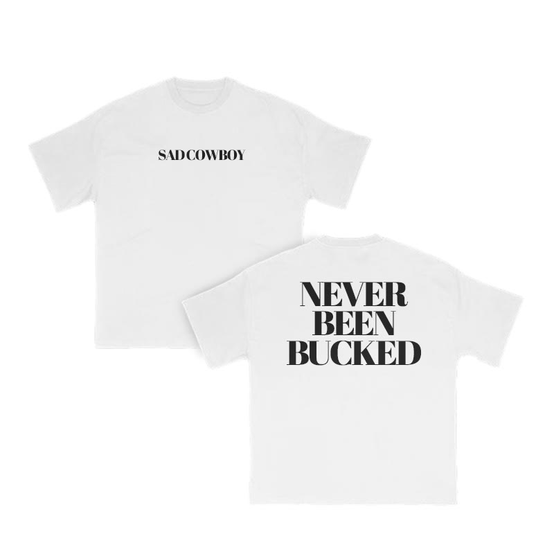 Unisex 100% Cotton Never Been Bucked Print T-shirt - White - US16-18(2XL) - image 5