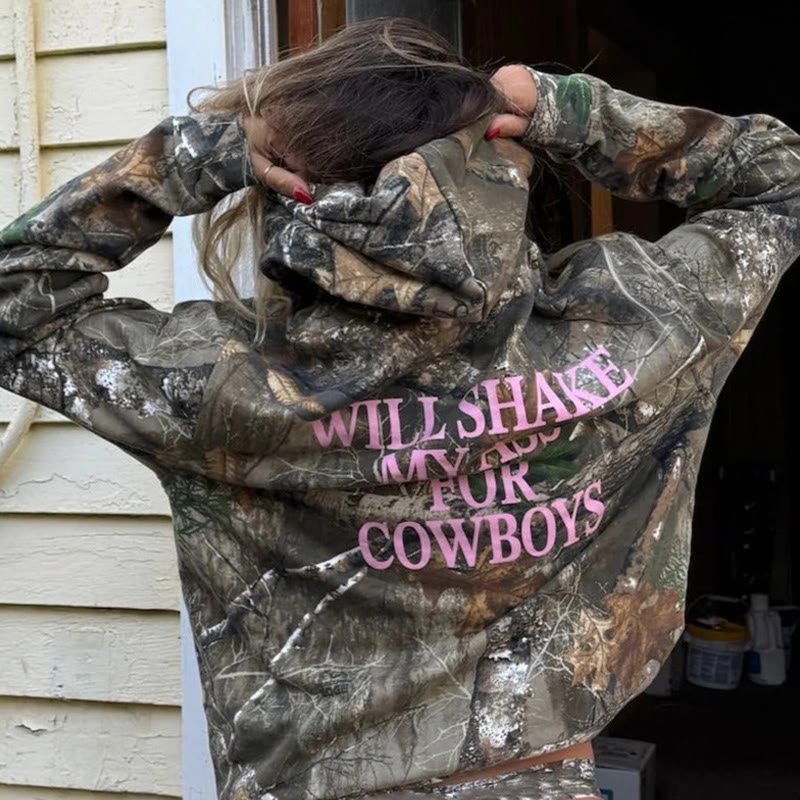 Unisex Shake For Cowboys Dead Leaves Camouflage Print Hoodie - image 2