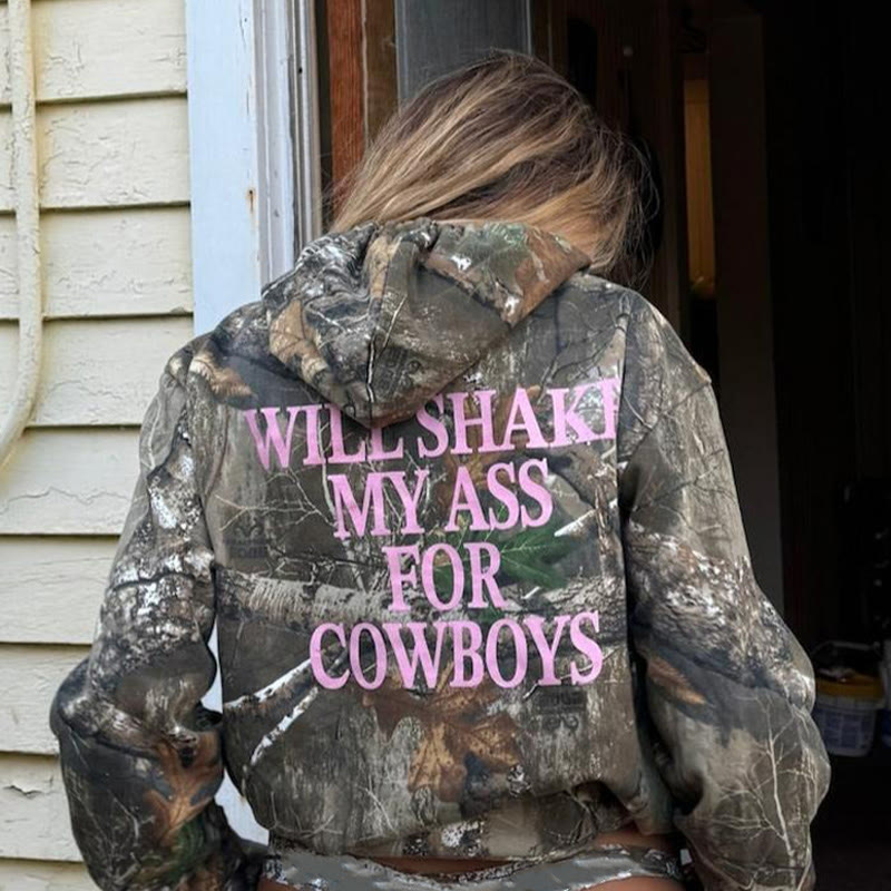 Unisex Shake For Cowboys Dead Leaves Camouflage Print Hoodie - Pink - US44-46(8XL) - image 1